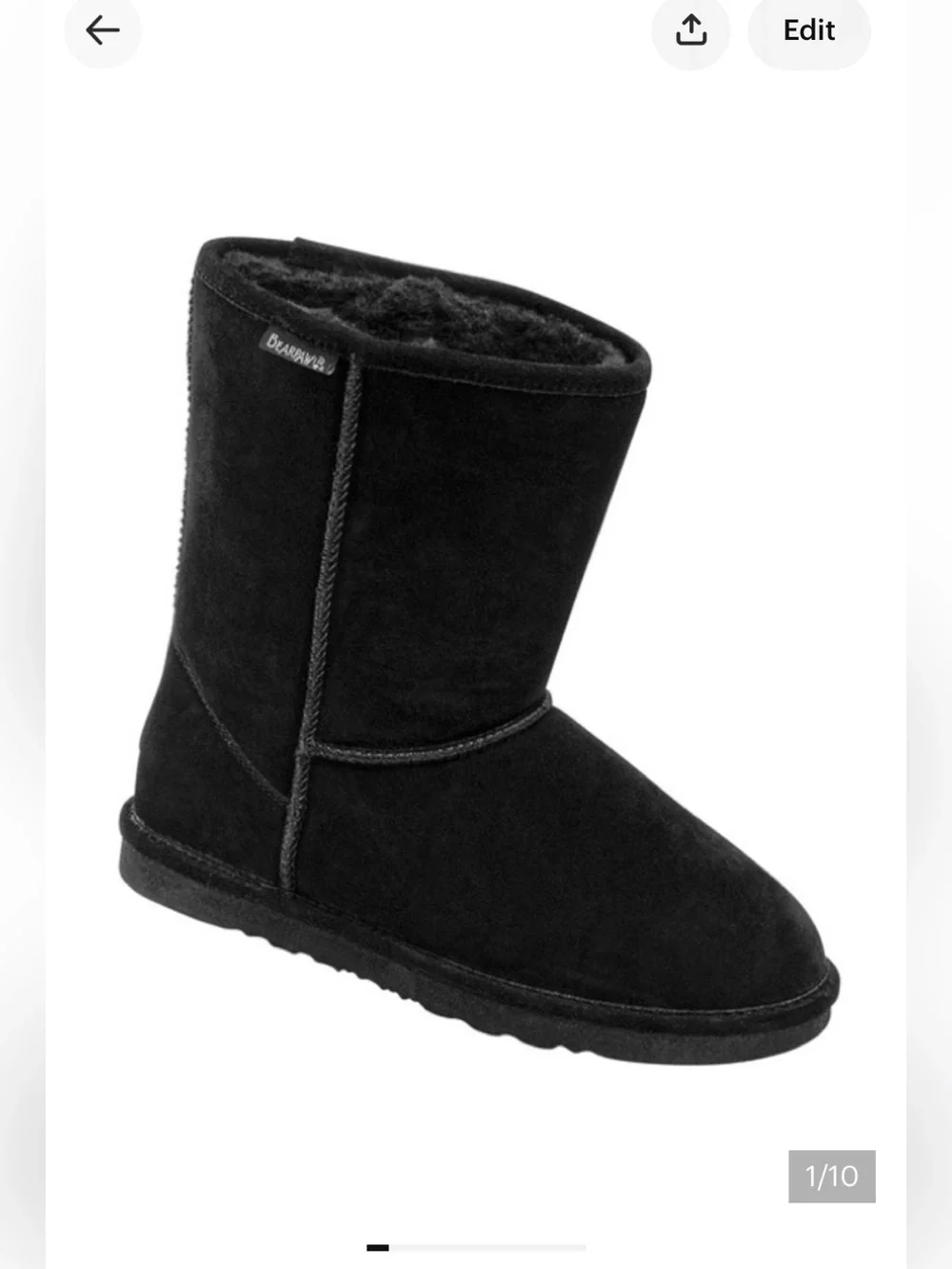 BearPaw Black Dorado II Suede Leather Sherpa Lined Boots Size 8
